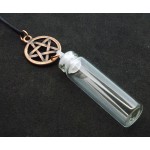 Copper Coloured Metal Pentacle Glass Bottle Pendant